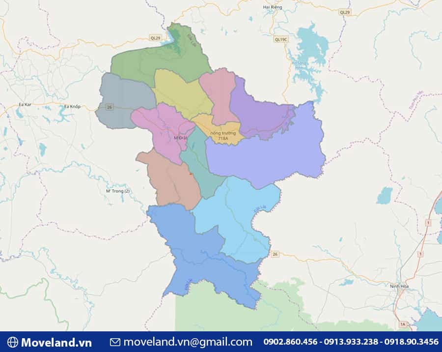 Bản đồ hành chính huyện M’Đrắk - Tỉnh Đắk Lắk
