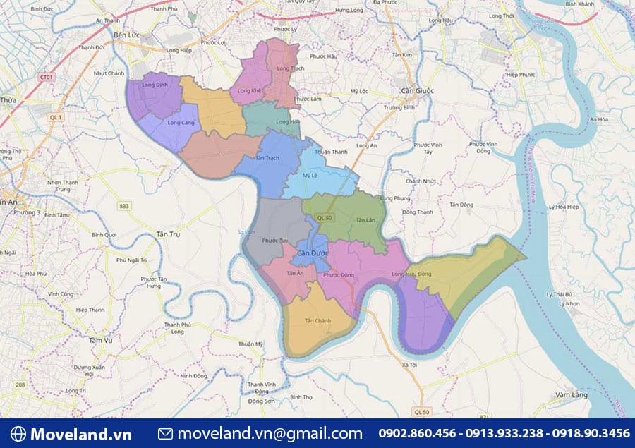 Bản đồ hành chính huyện Cần Đước – Long An