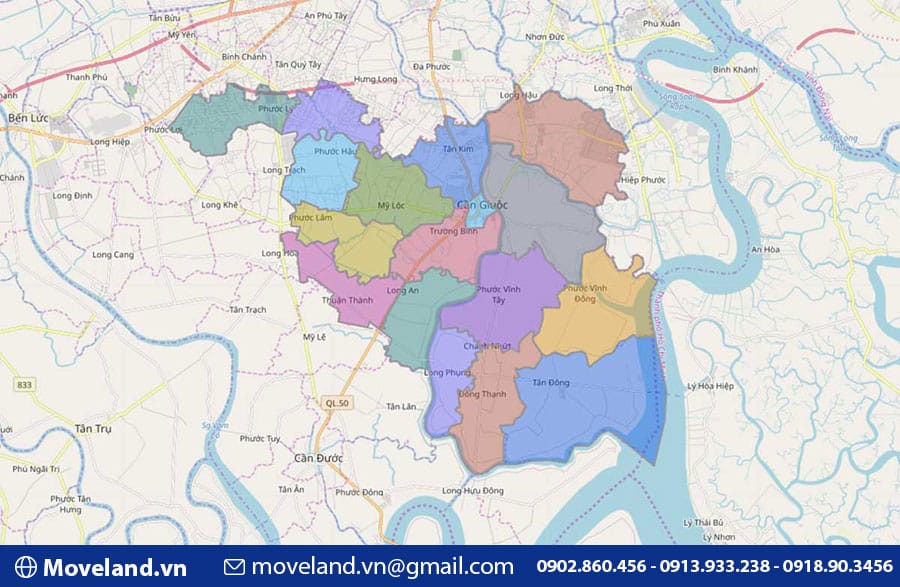 Bản đồ hành chính huyện Cần Giuộc – Long An