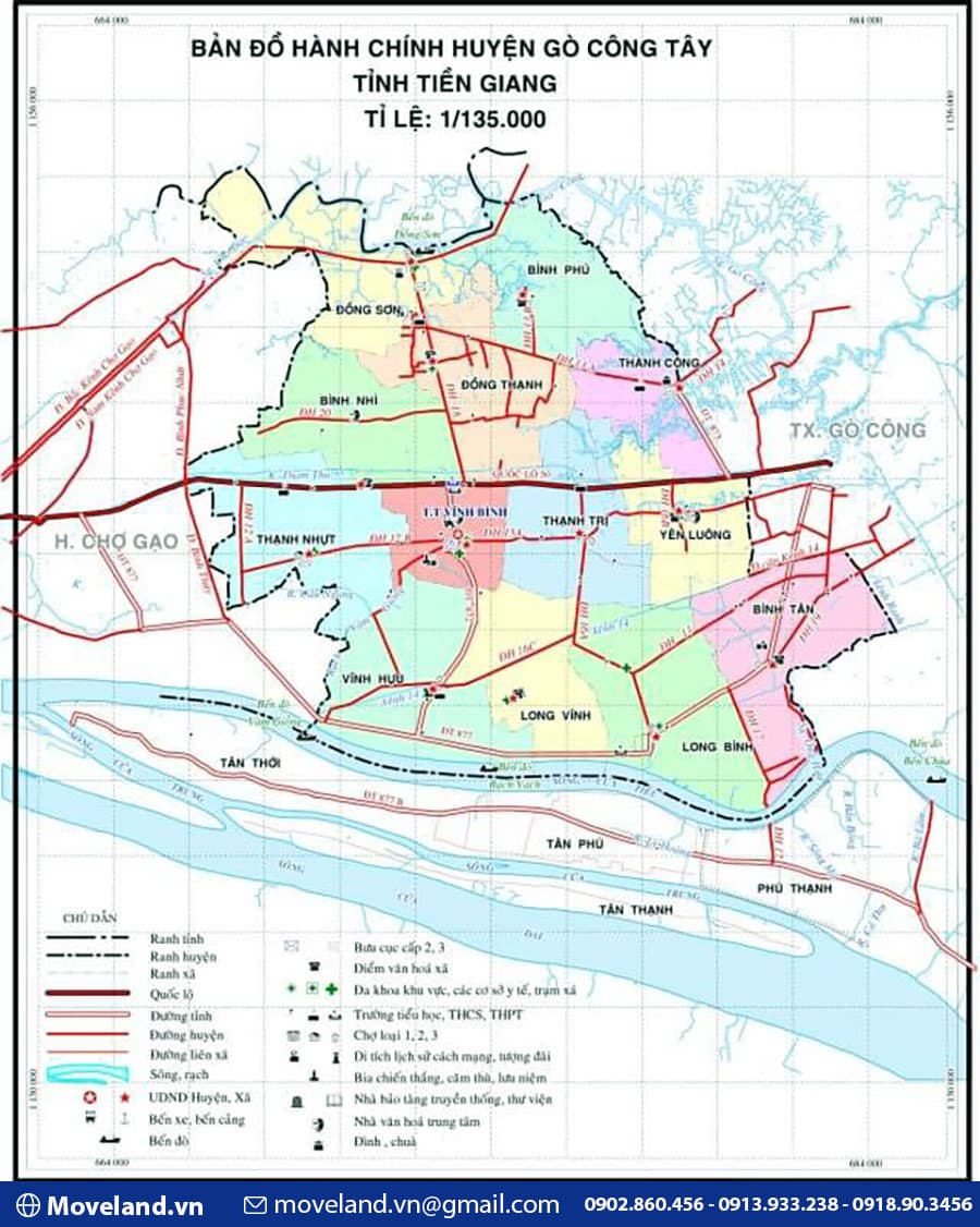 Bản đồ hành chính thị xã Gò Công - Tỉnh Tiền Giang