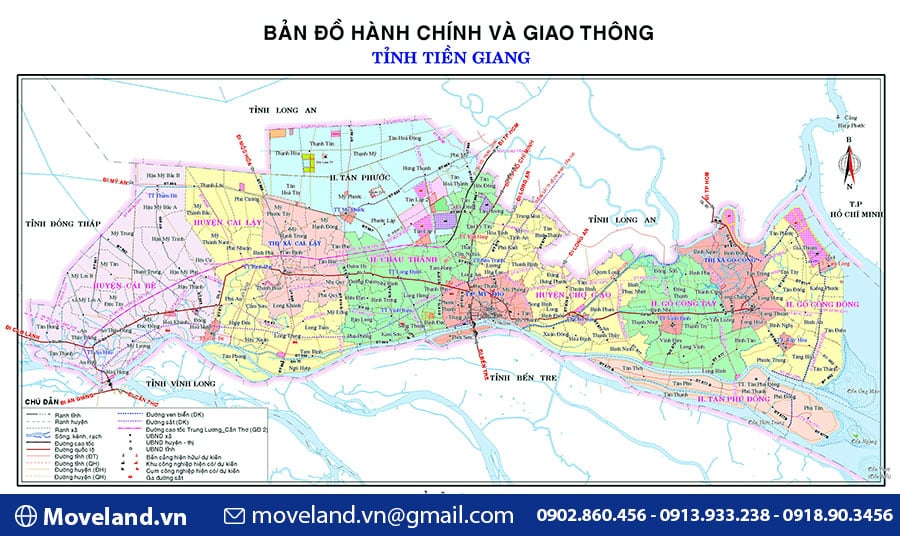 Bản đồ hành chính tỉnh Tiền Giang