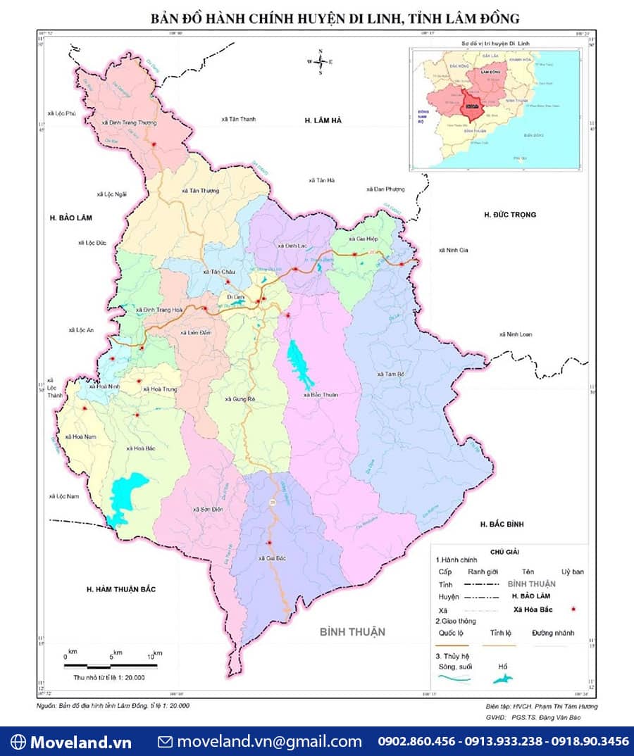 Bản đồ hành chính huyện Di Linh tỉnh Lâm Đồng