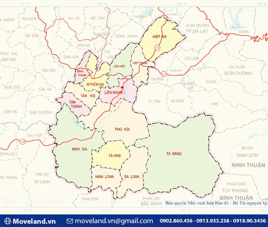Bản đồ quy hoạch huyện Đức Trọng do Bộ Tài Nguyên & Môi Trường ban hành