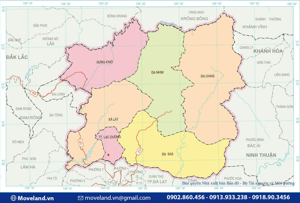 Bản đồ hành chính huyện Lạc Dương