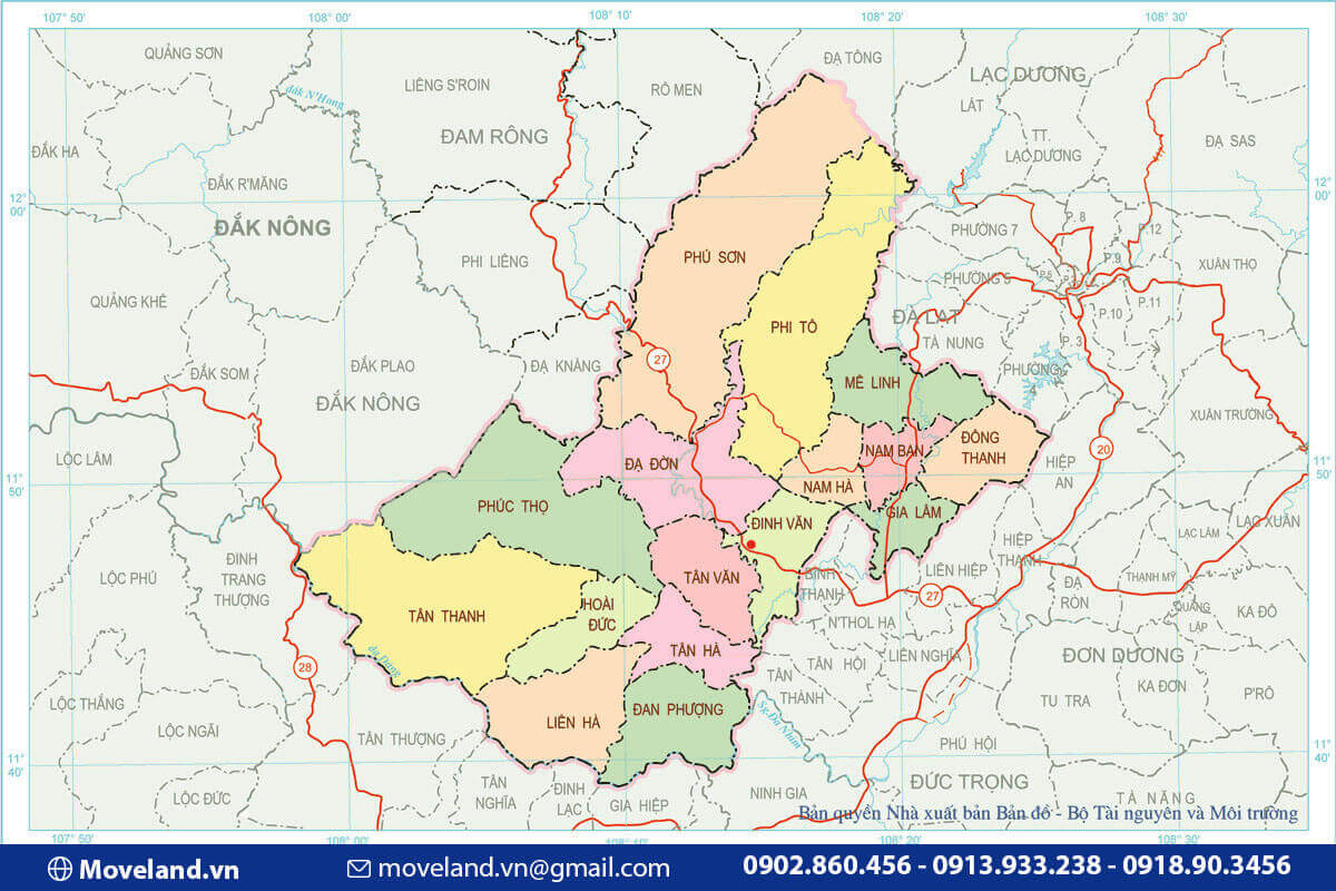Bản đồ hành chính huyện Lâm Hà