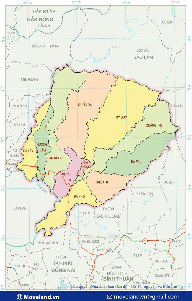 Bản đồ hành chính huyện Đạ Tẻh